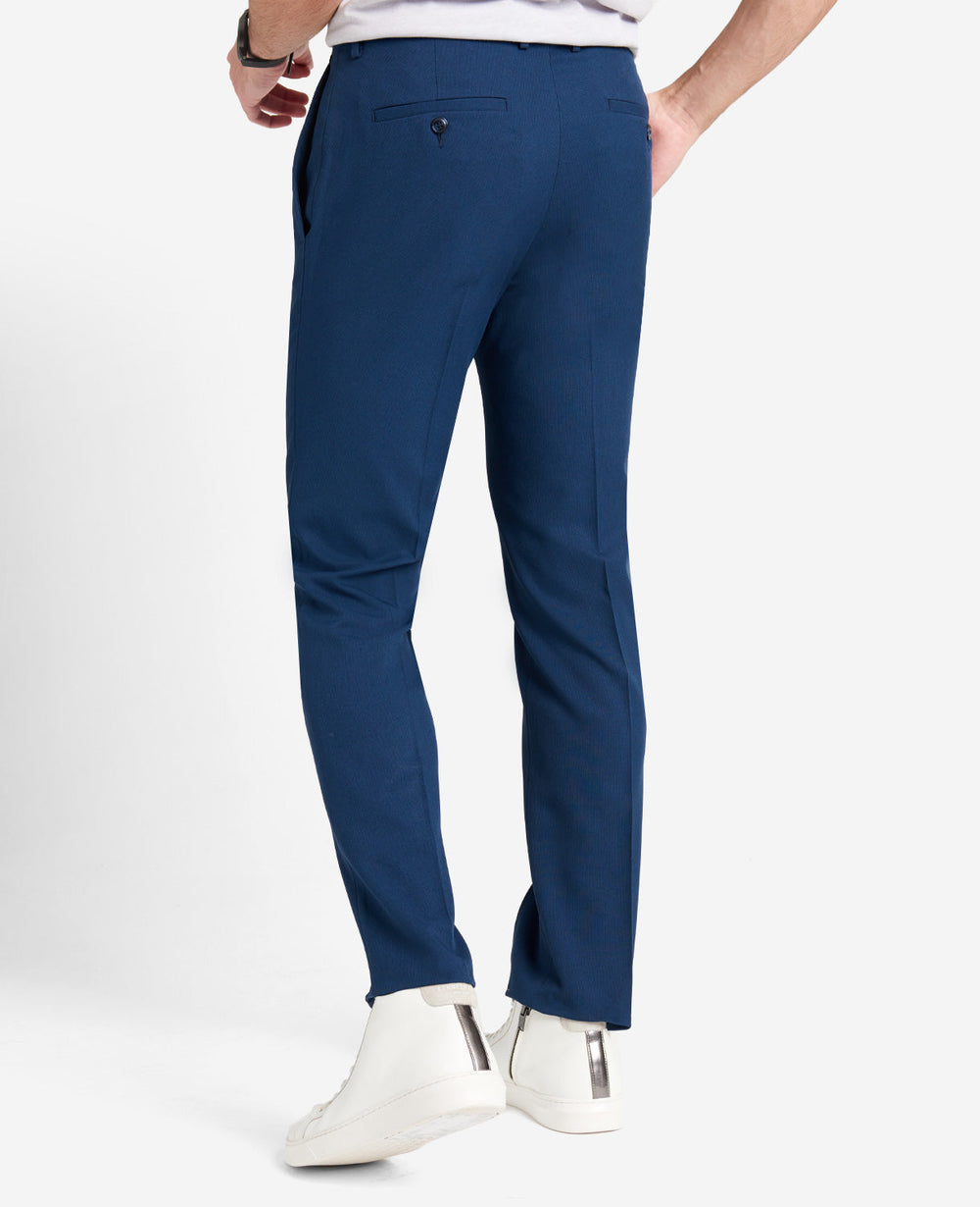 Modern-Fit Micro Check Stretch Trouser Blue