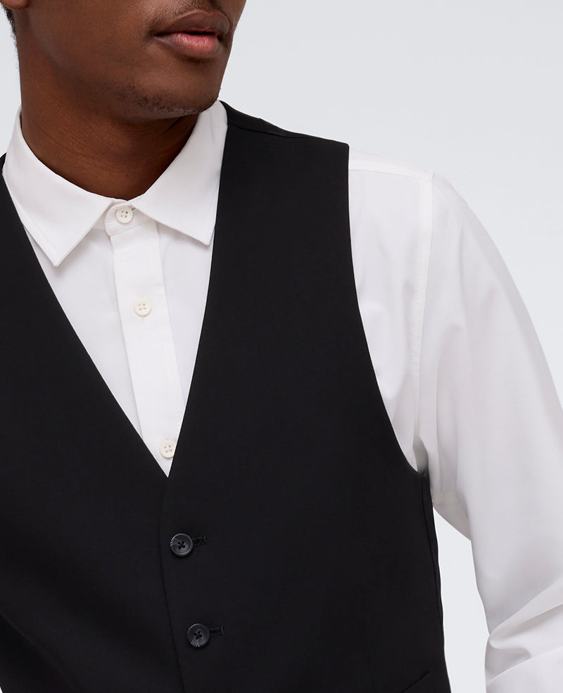 Kenneth Cole Reaction Ready Flex Slim-Fit Suit Separate Vest Black