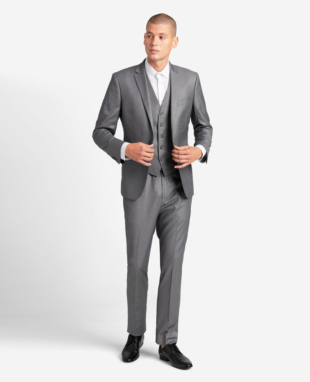 Kenneth Cole Reaction Ready Flex Slim-Fit Suit Separate Vest Light Grey