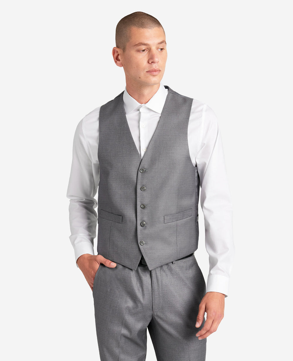 Kenneth Cole Reaction Ready Flex Slim-Fit Suit Separate Vest Light Grey