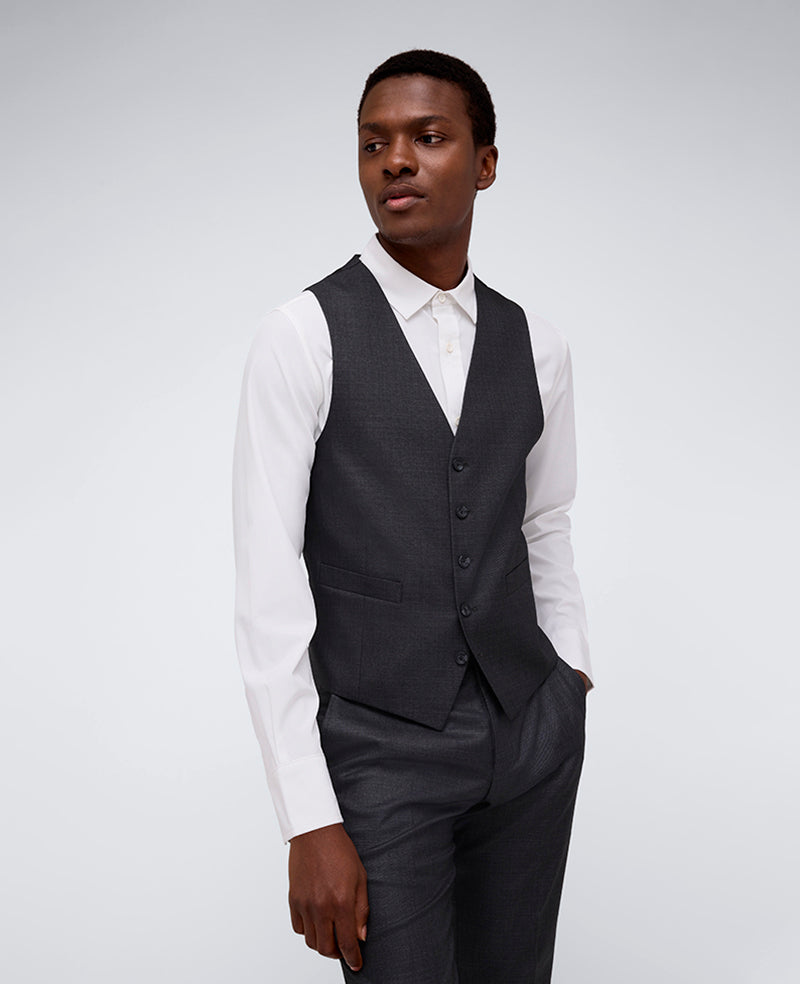 Kenneth Cole Reaction Ready Flex Slim-Fit Suit Separate Vest Gunmetal