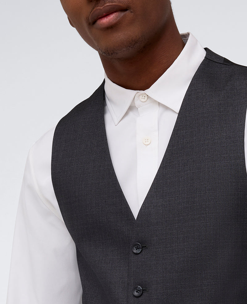Kenneth Cole Reaction Ready Flex Slim-Fit Suit Separate Vest Gunmetal