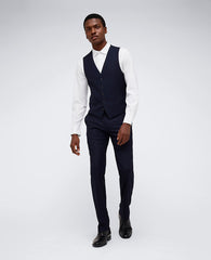 Kenneth Cole Reaction Ready Flex Slim-Fit Suit Separate Vest Navy