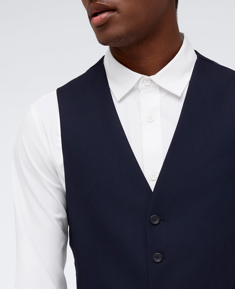 Kenneth Cole Reaction Ready Flex Slim-Fit Suit Separate Vest Navy