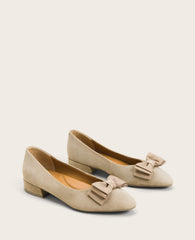 GENTLE SOULS - Atlas Suede Bow Flat Mushroom