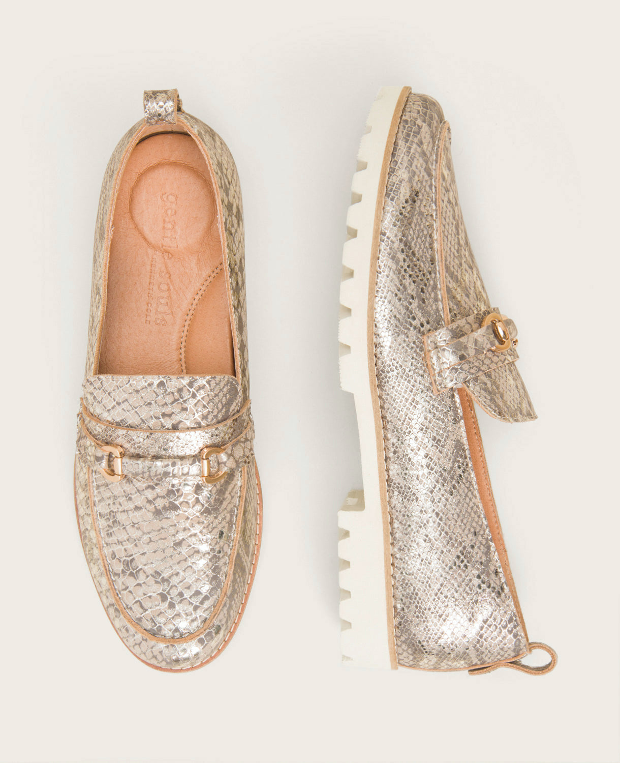 GENTLE SOULS - Eugene Leather Lug Bit Loafer Snake