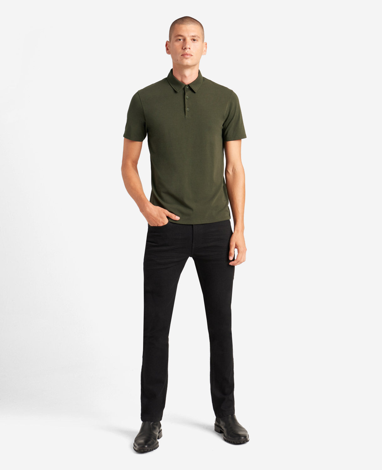 Performance Button Polo Dark Green