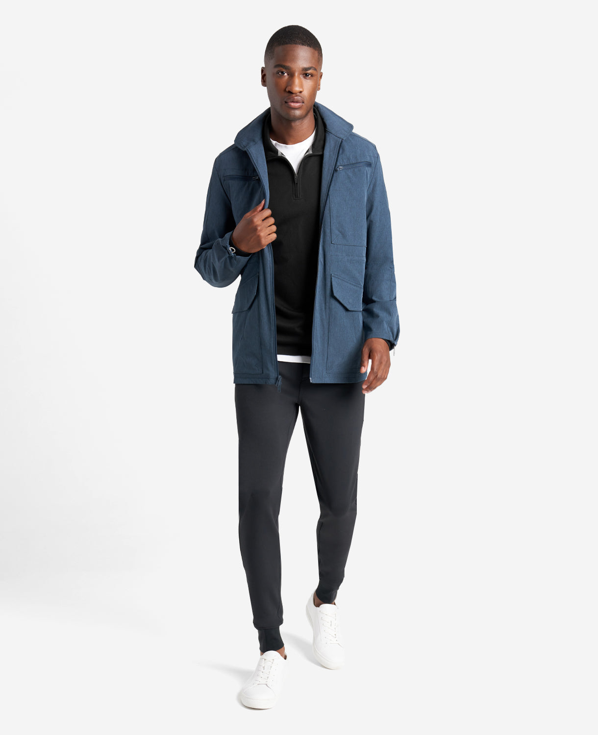 Kenneth Cole Sport Quarter-Zip Knit Pullover Black