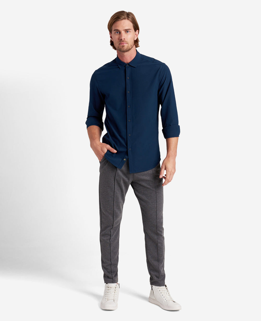 Long Sleeve Button Down Sport Shirt Navy