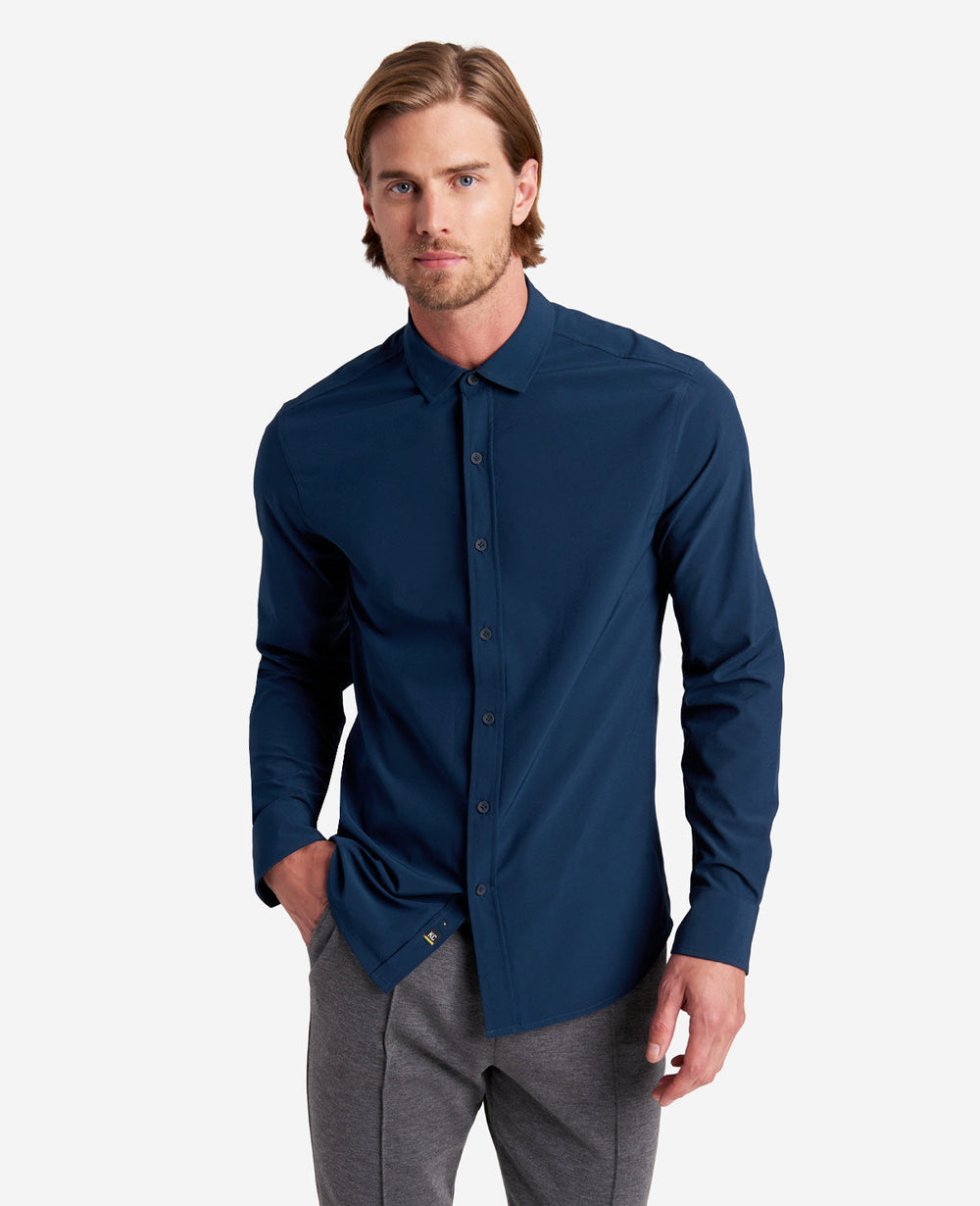 Long Sleeve Button Down Sport Shirt Navy