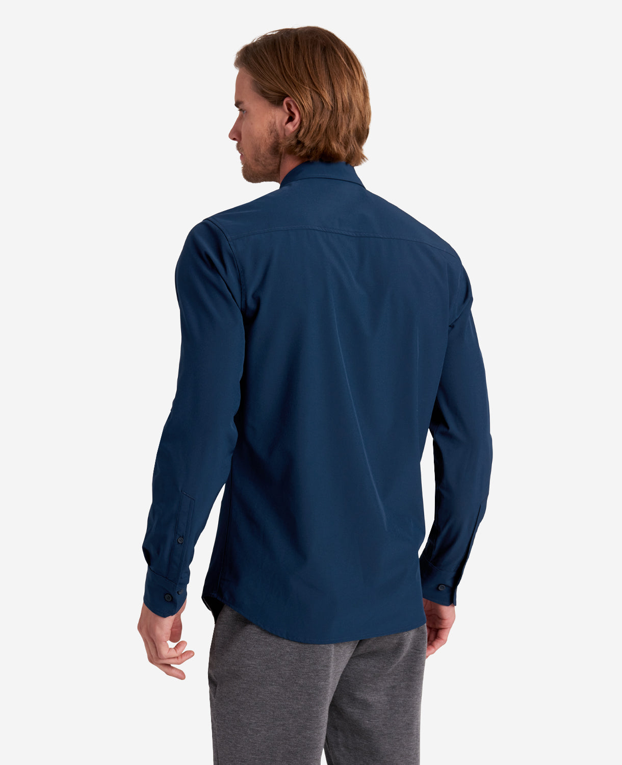 Long Sleeve Button Down Sport Shirt Navy