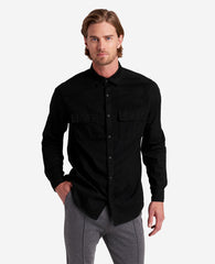 Slim-Fit Organic Stretch Denim Shirt Black