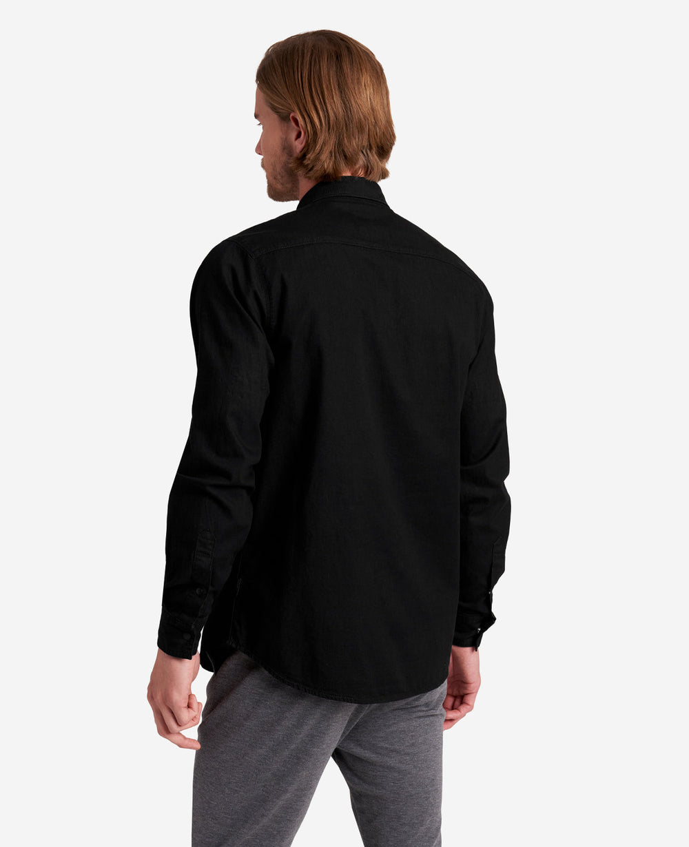 Slim-Fit Organic Stretch Denim Shirt Black