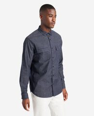 Slim-Fit Organic Stretch Denim Shirt Deep Indigo