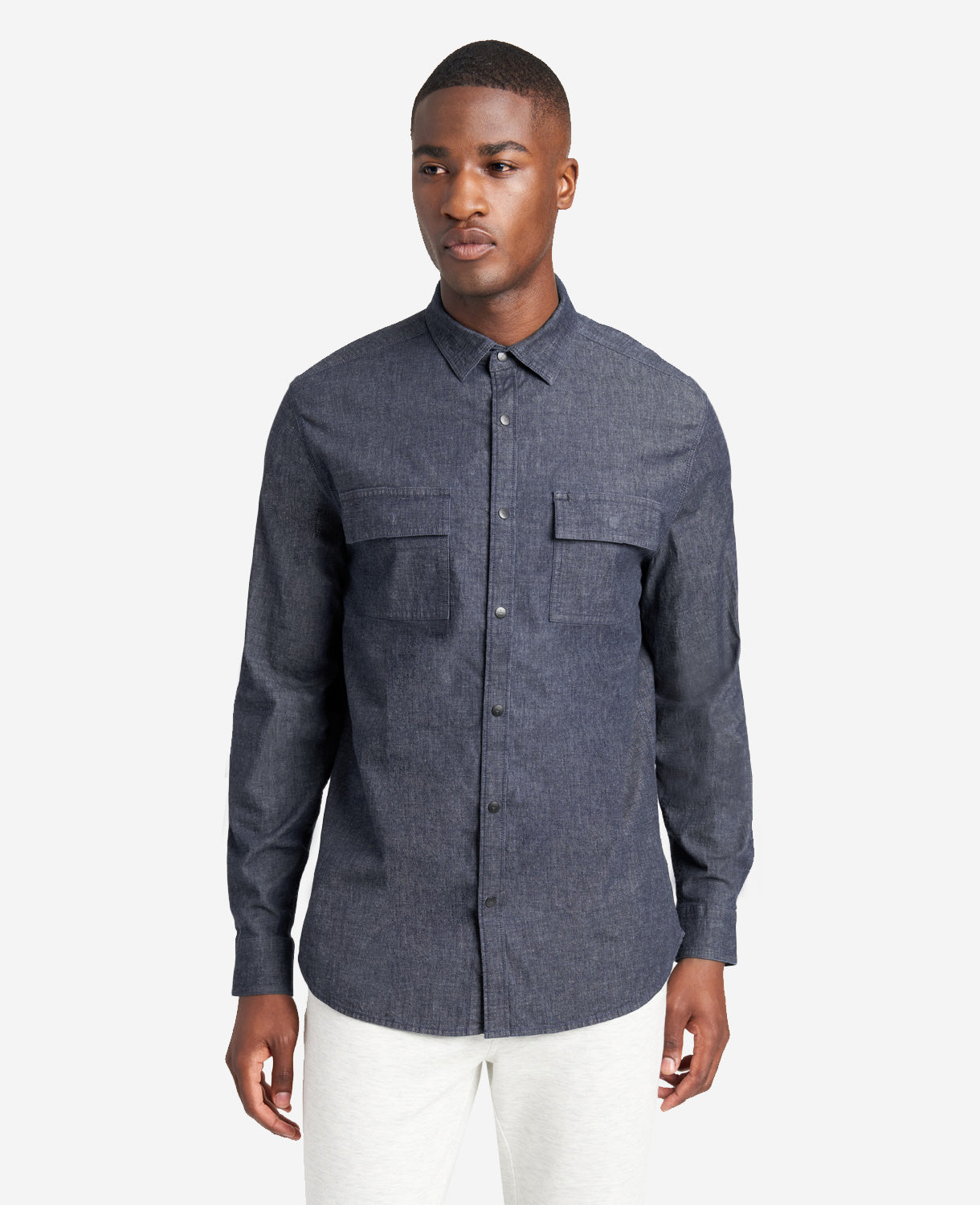 Slim-Fit Organic Stretch Denim Shirt Deep Indigo