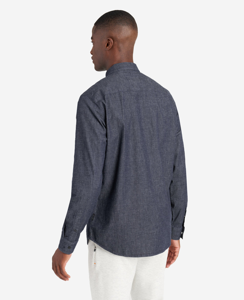 Slim-Fit Organic Stretch Denim Shirt Deep Indigo