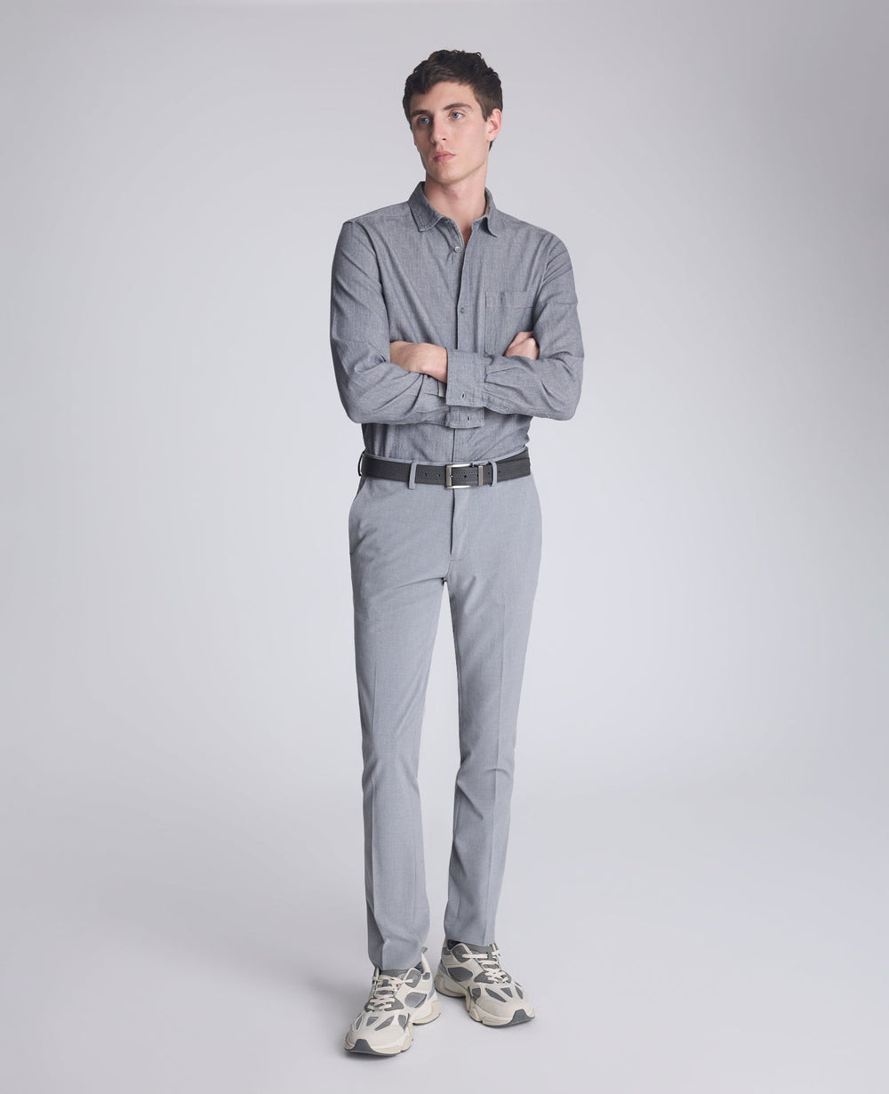 Slim-Fit Organic Stretch Denim Shirt Grey