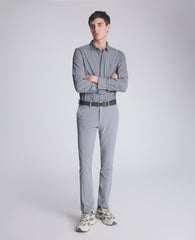 Slim-Fit Organic Stretch Denim Shirt Grey