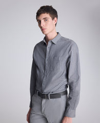 Slim-Fit Organic Stretch Denim Shirt Grey