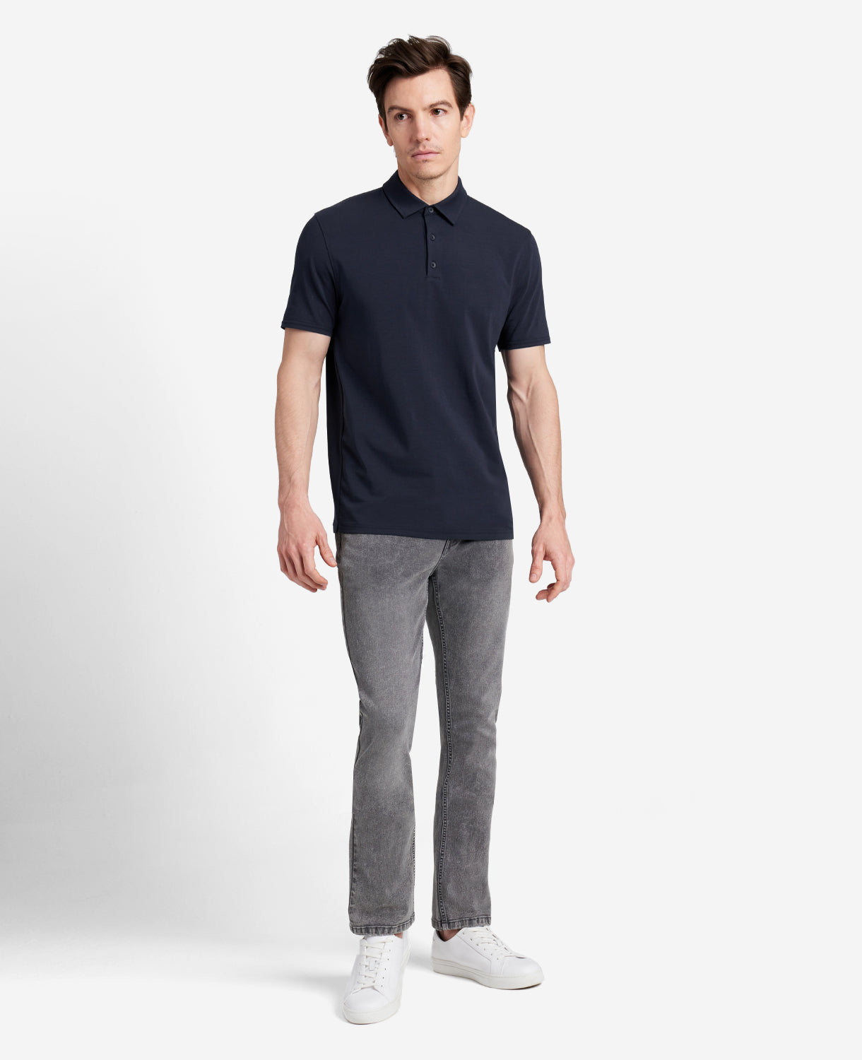 Performance Button Polo Navy