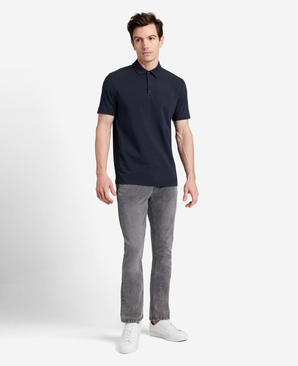 Performance Button Polo Navy