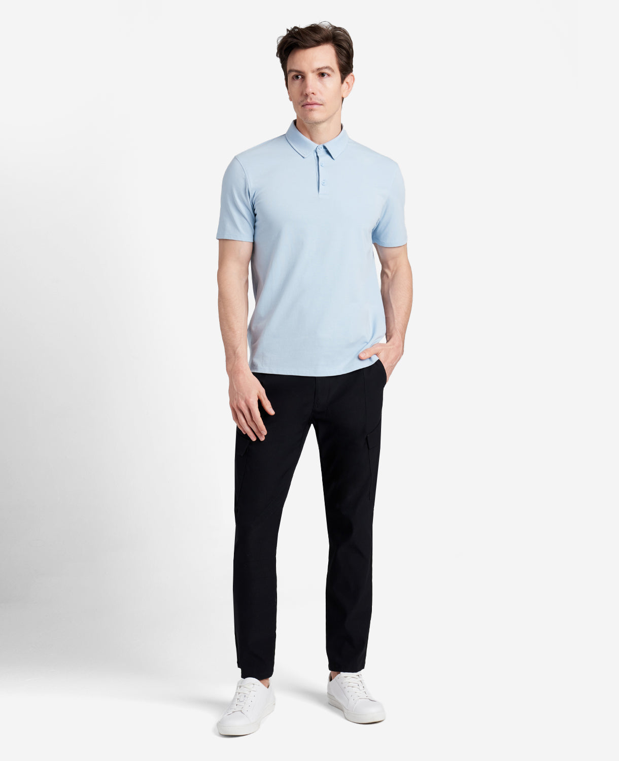 Performance Button Polo Light Blue