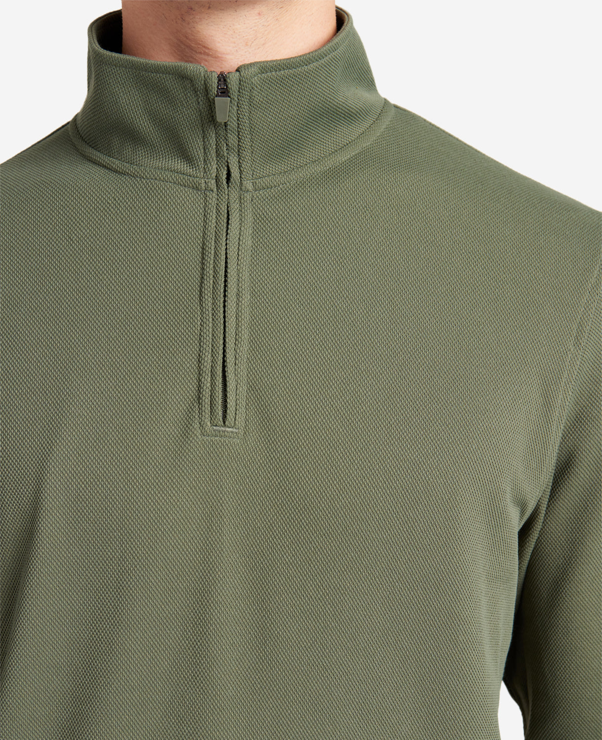 Quarter-Zip Knit Pullover Dark Green