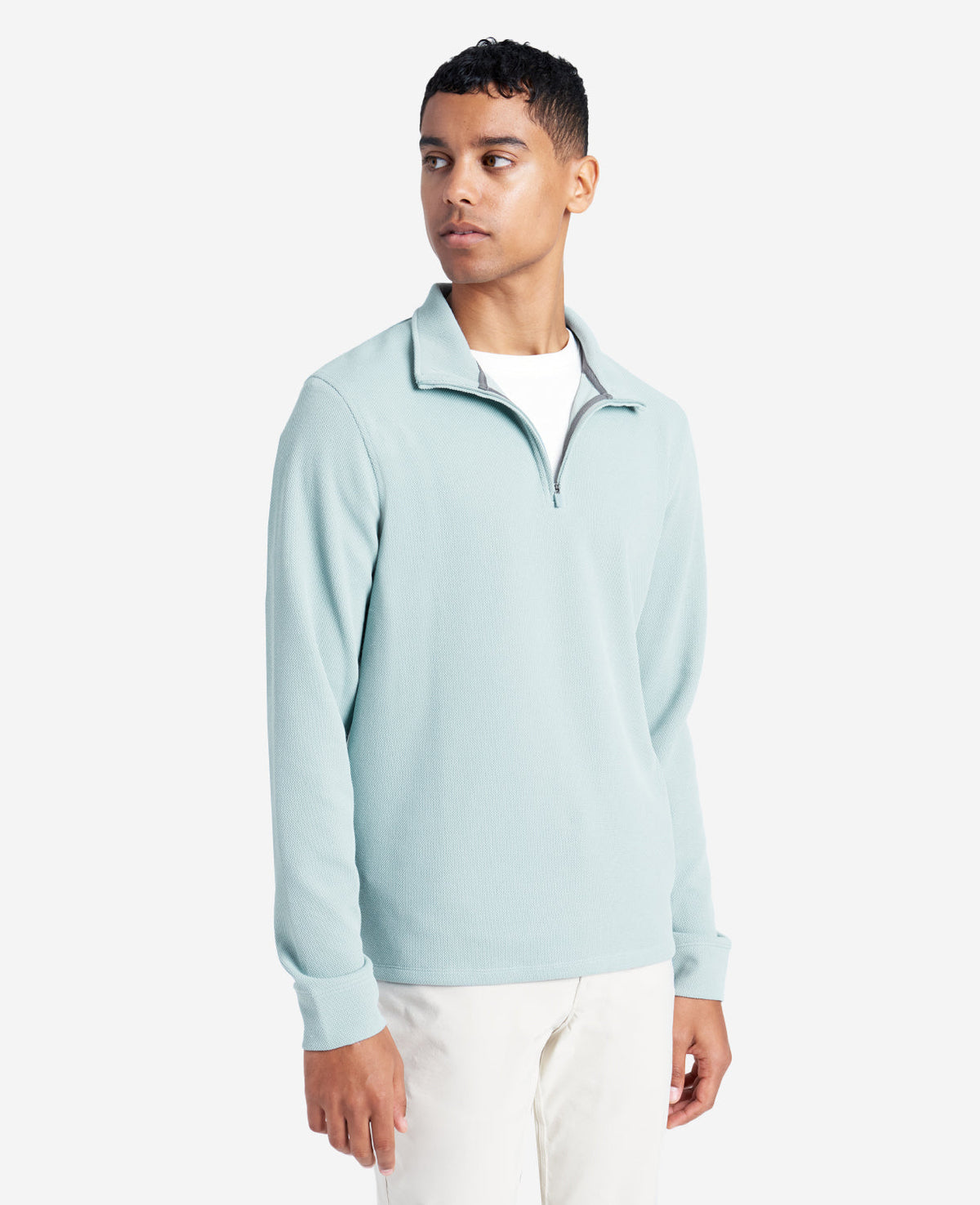 Quarter-Zip Knit Pullover Faded Blue
