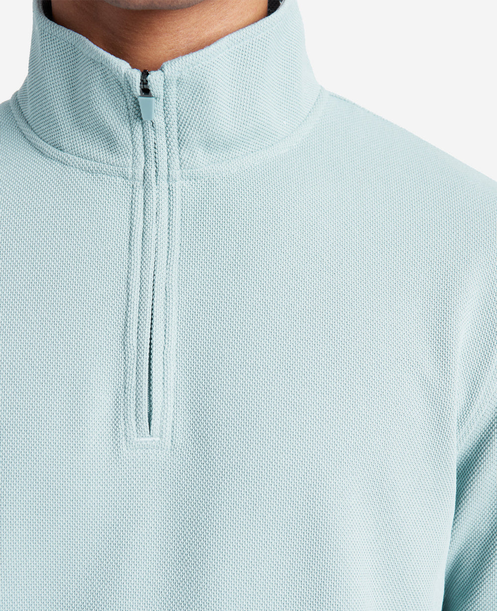 Quarter-Zip Knit Pullover Faded Blue