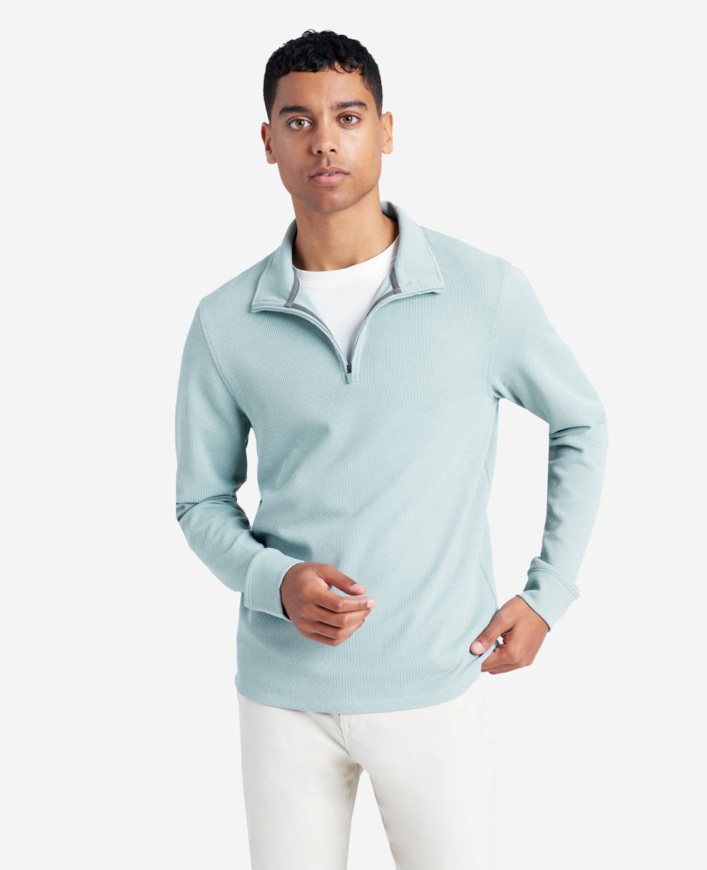 Quarter-Zip Knit Pullover Faded Blue