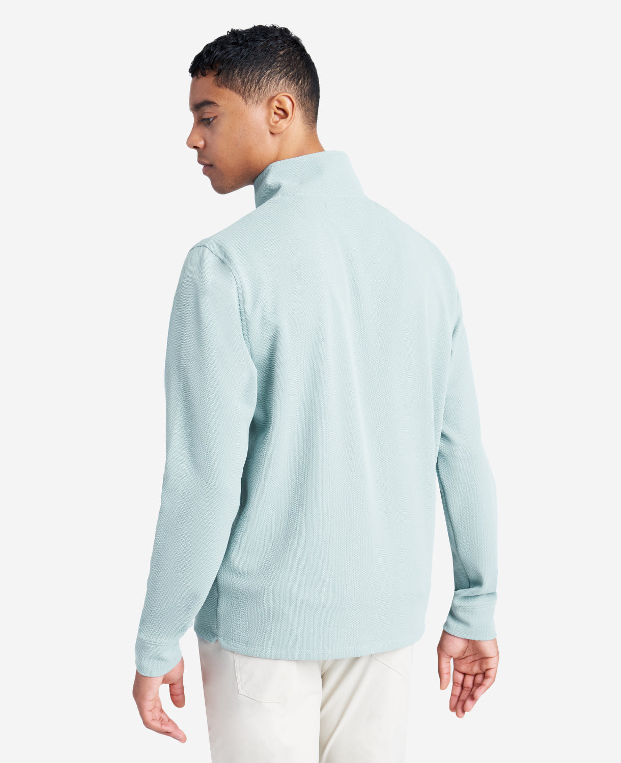 Quarter-Zip Knit Pullover Faded Blue