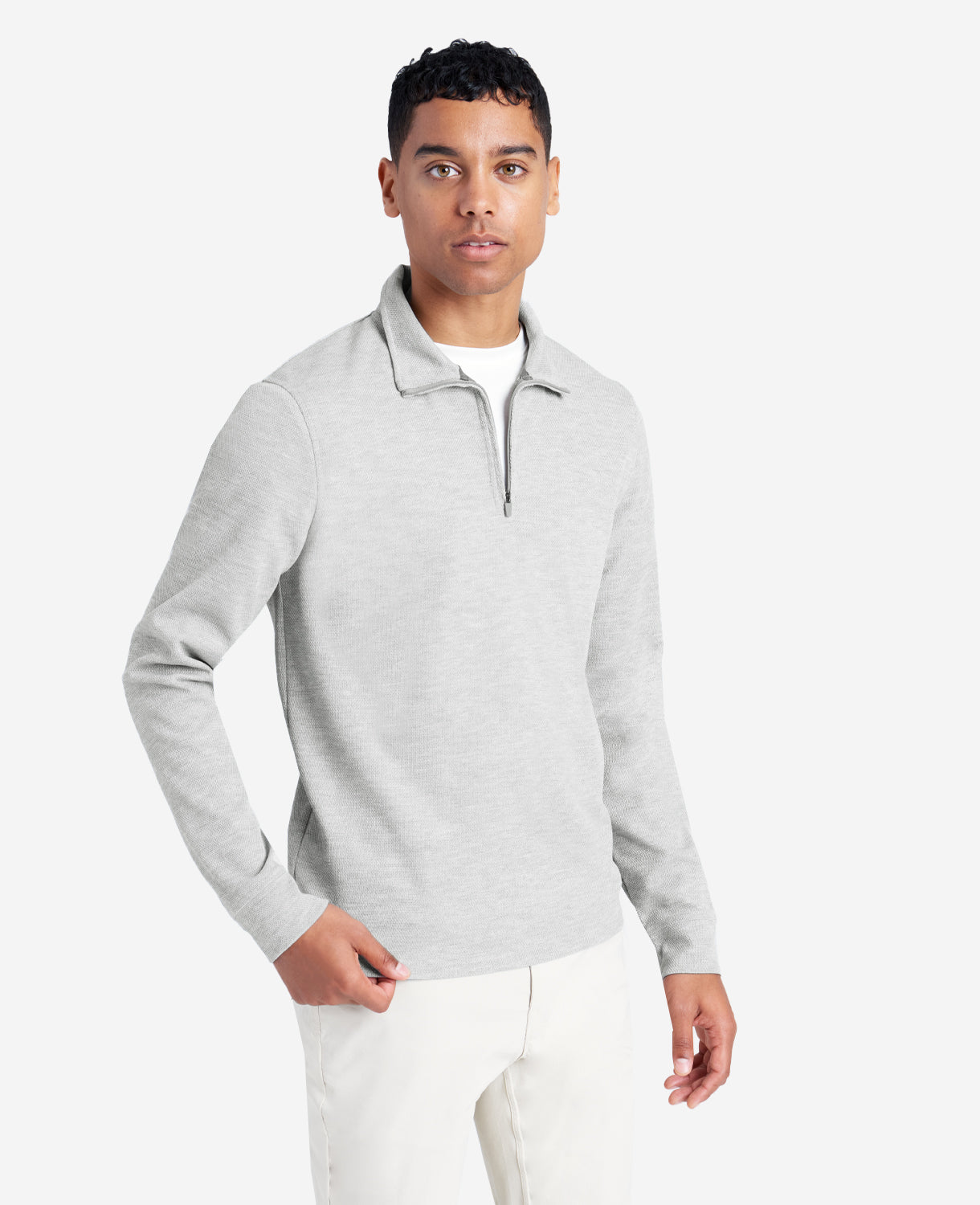 Kenneth Cole Sport Quarter-Zip Knit Pullover Heather/Grey