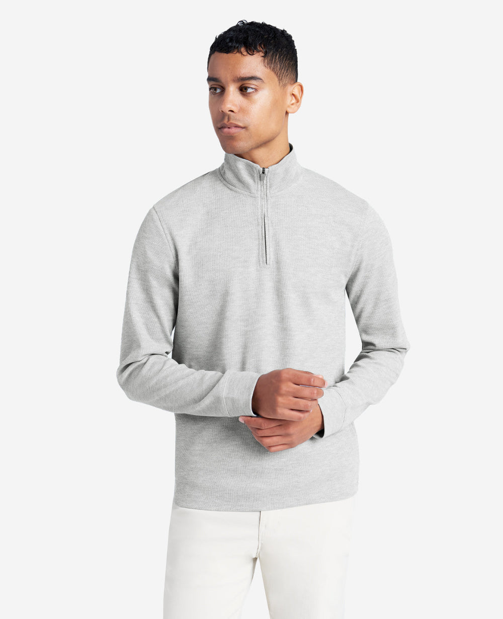 Kenneth Cole Sport Quarter-Zip Knit Pullover Heather/Grey