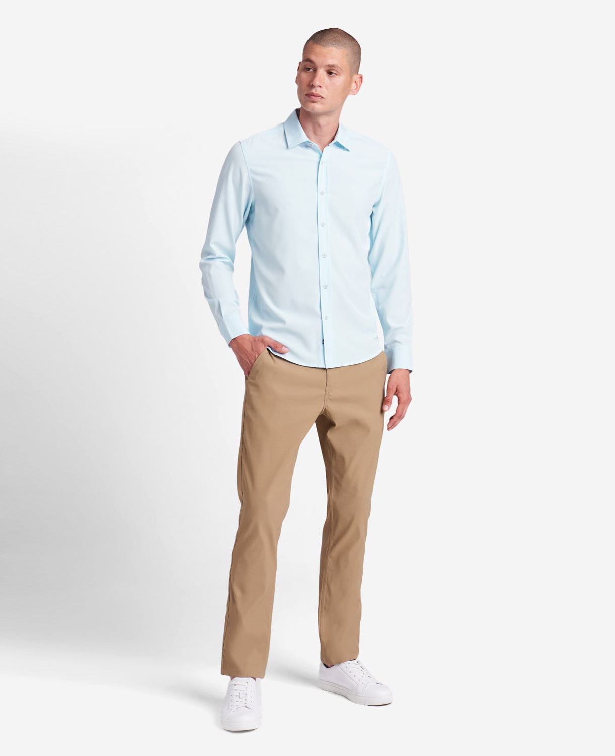 Performance Slim Fit Button Down Shirt Light Blue