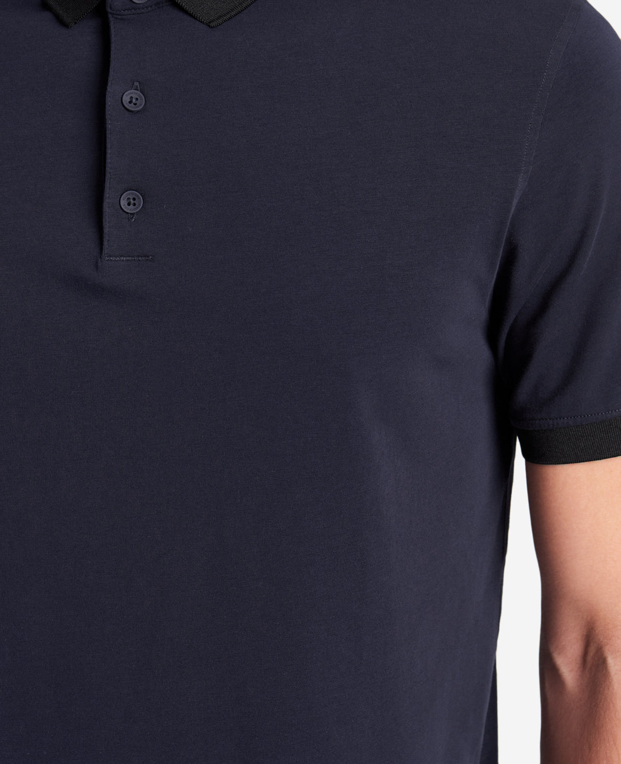 Colorblock Collar Solid Short Sleeve Polo Navy