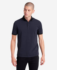 Colorblock Collar Solid Short Sleeve Polo Navy