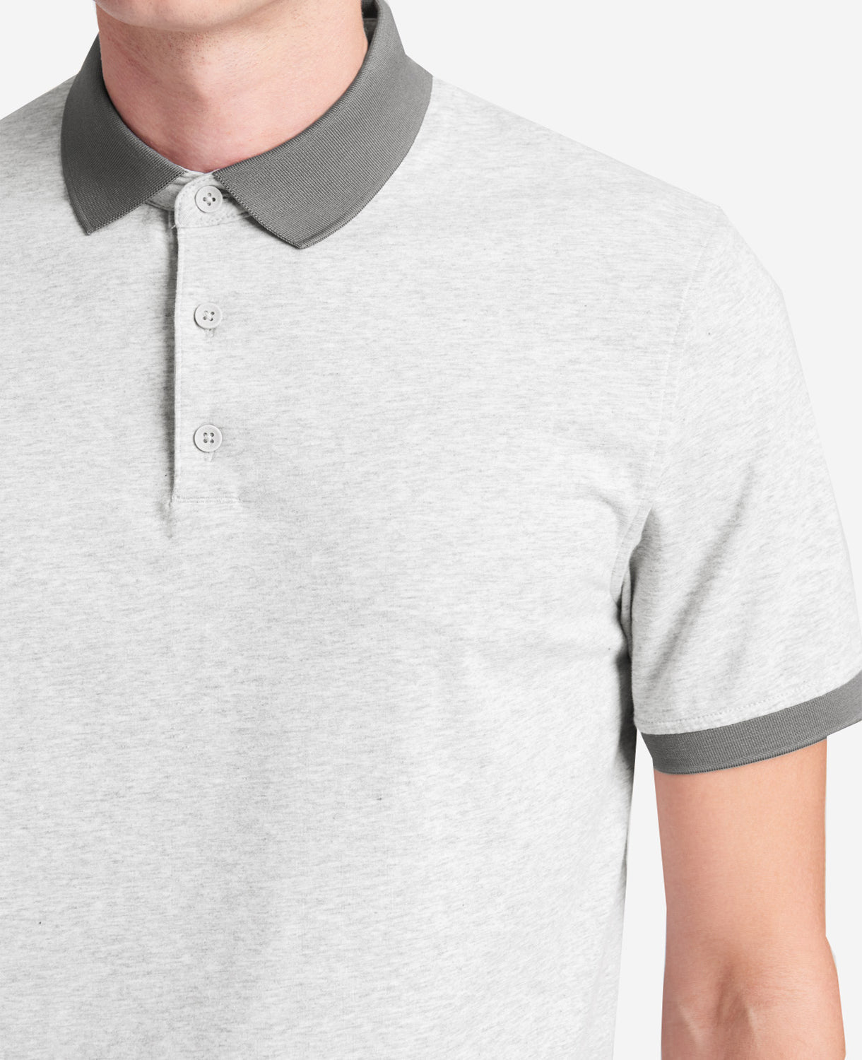Colorblock Collar Solid Short Sleeve Polo Heather Grey
