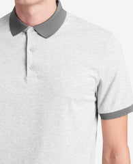 Colorblock Collar Solid Short Sleeve Polo Heather Grey
