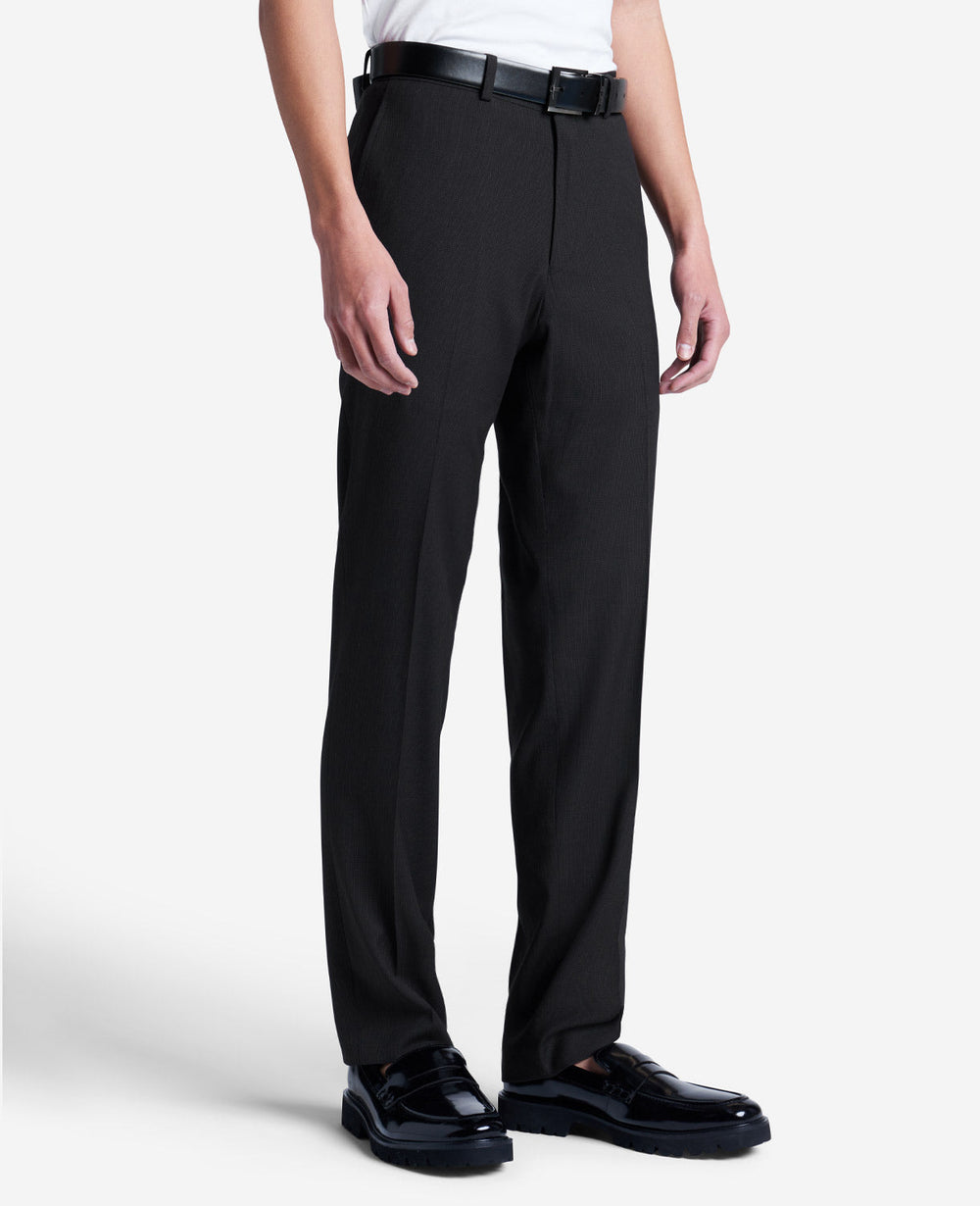 Stretch Mini Grid Slim-Fit TECHNI-COLE Dress Pant Black