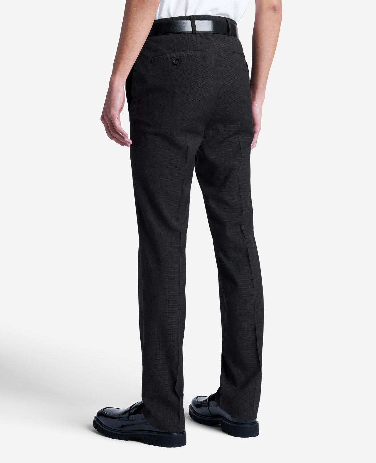 Stretch Mini Grid Slim-Fit TECHNI-COLE Dress Pant Black