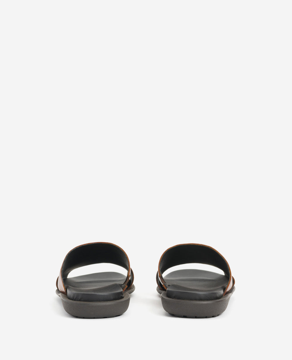Sand-Y Beach Leather Slide Sandal Cognac