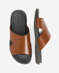 Sand-Y Beach Leather Slide Sandal Cognac