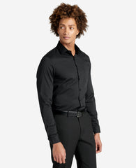 Slim Fit Sustainable Stretch Collar Solid Dress Shirt Black