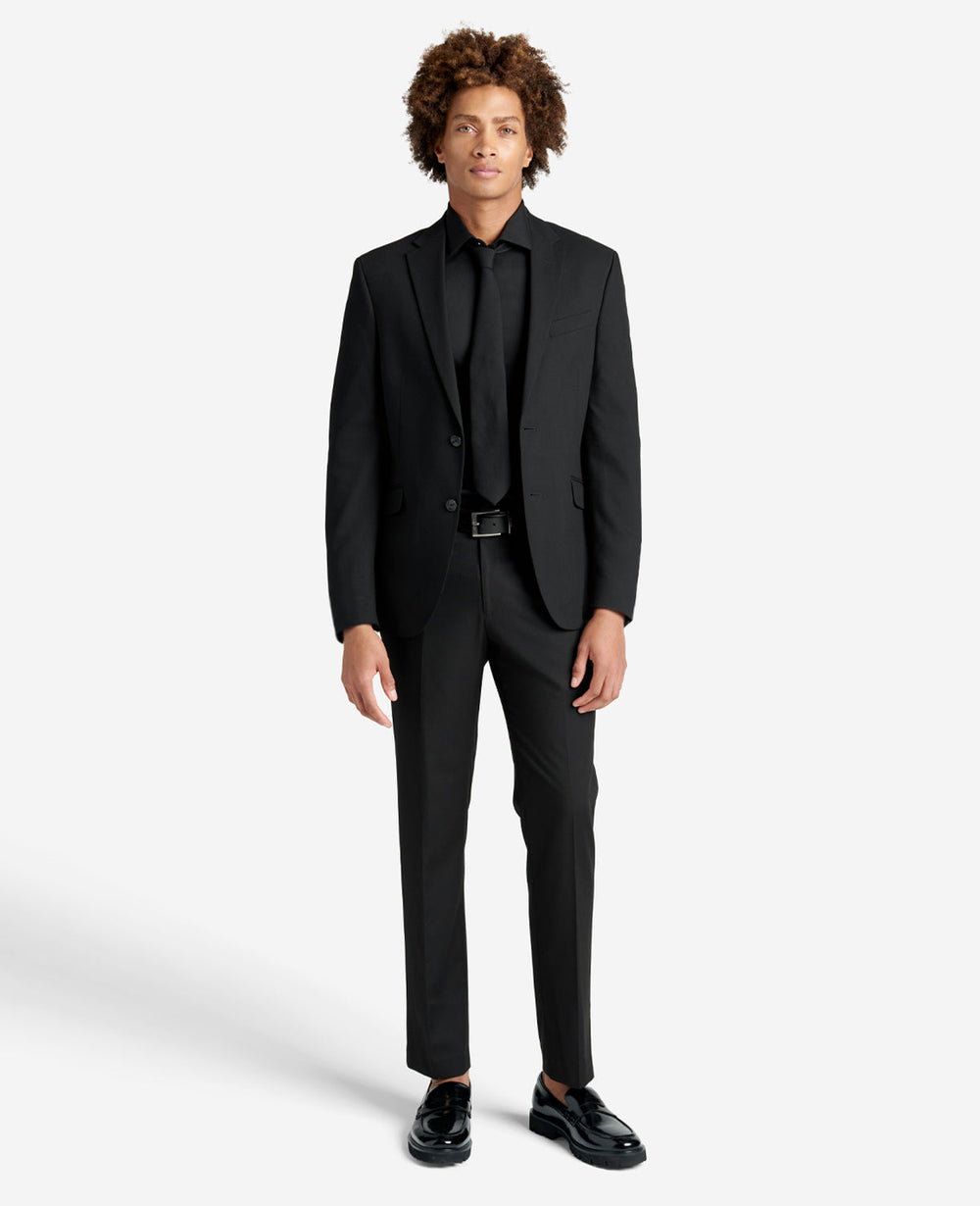 Slim Fit Sustainable Stretch Collar Solid Dress Shirt Black