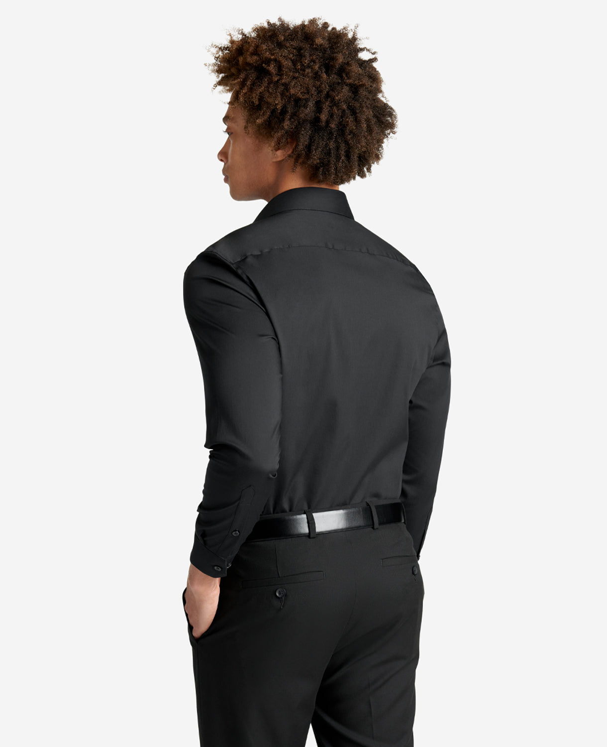 Slim Fit Sustainable Stretch Collar Solid Dress Shirt Black