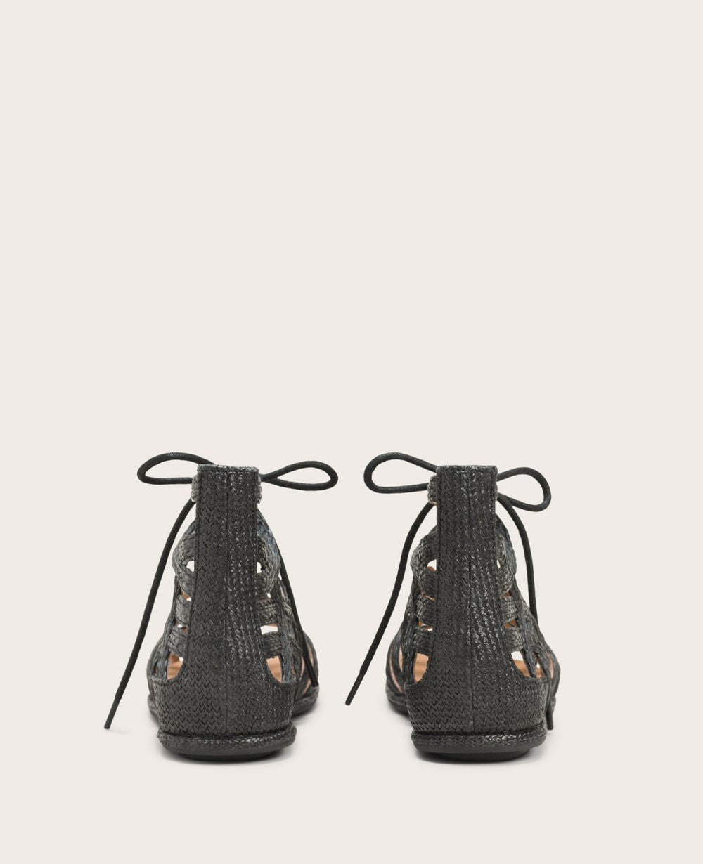 GENTLE SOULS - Break My Heart Gladiator Sandal Black Raffia