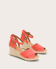 GENTLE SOULS - Charli Suede X-Band Espadrille Wedge Sandal Bright Coral Suede