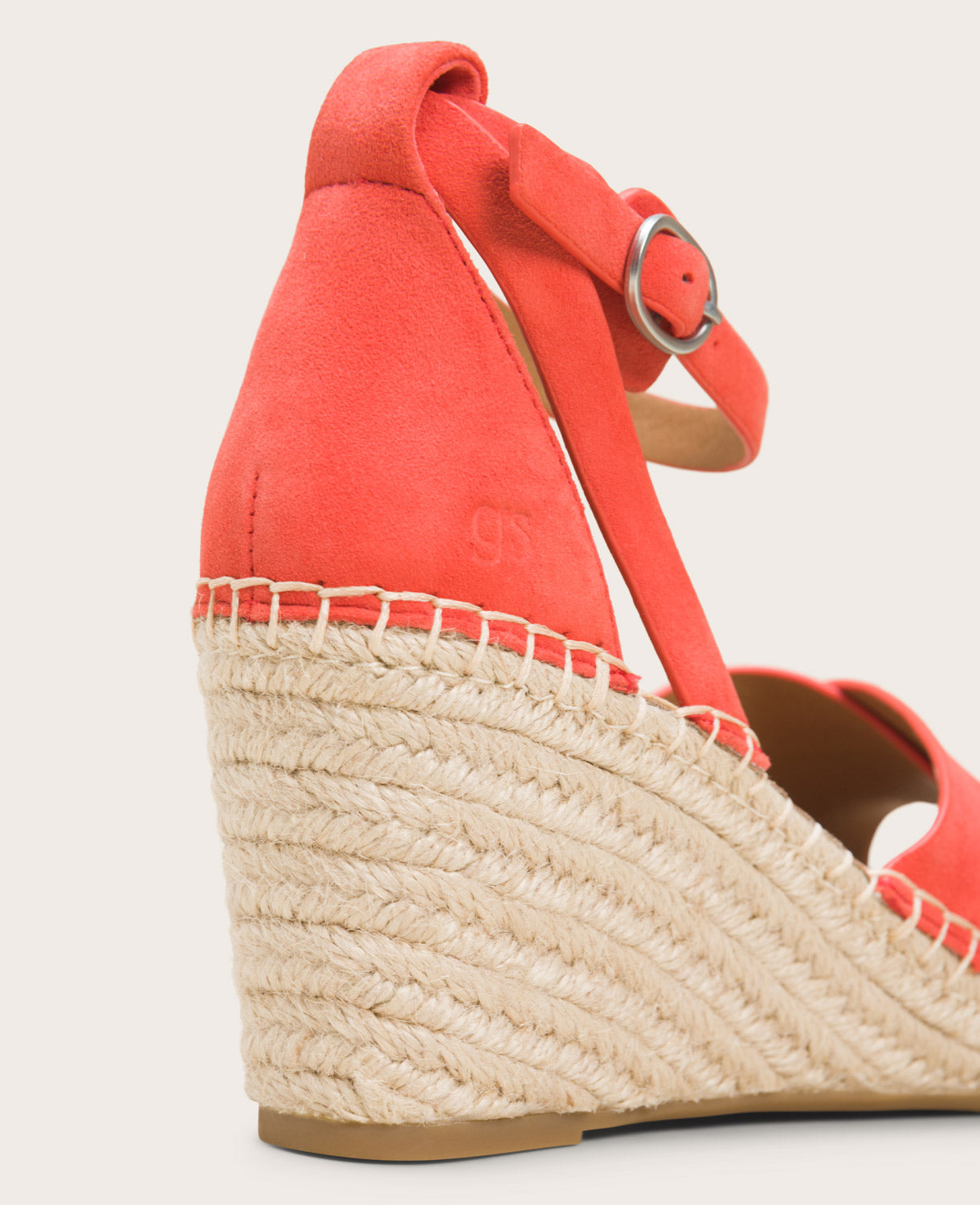 GENTLE SOULS - Charli Suede X-Band Espadrille Wedge Sandal Bright Coral Suede