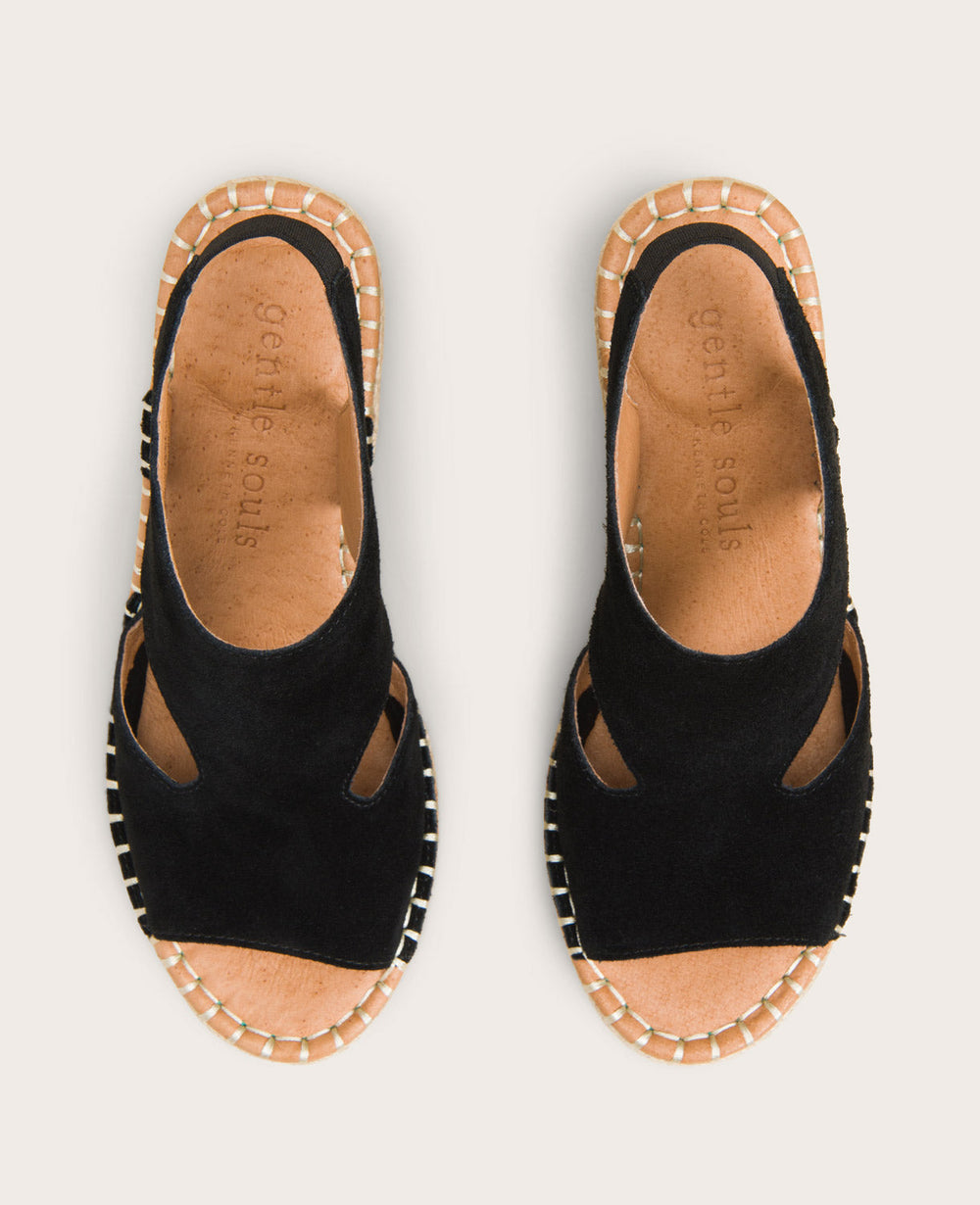 GENTLE SOULS - Cody Suede Esparille Wedge Black