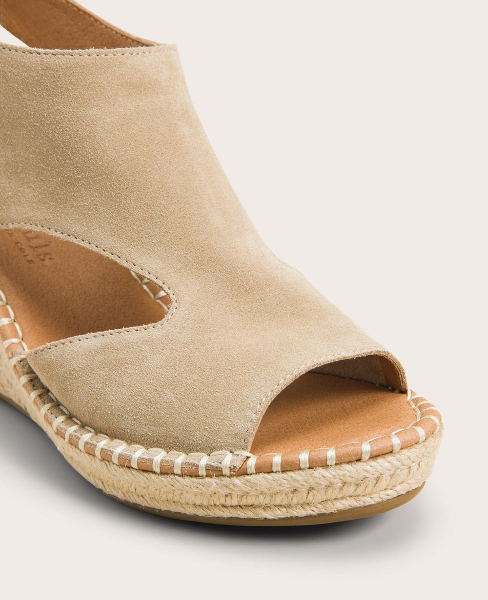 GENTLE SOULS - Cody Suede Espadrille Wedge Mushroom Suede